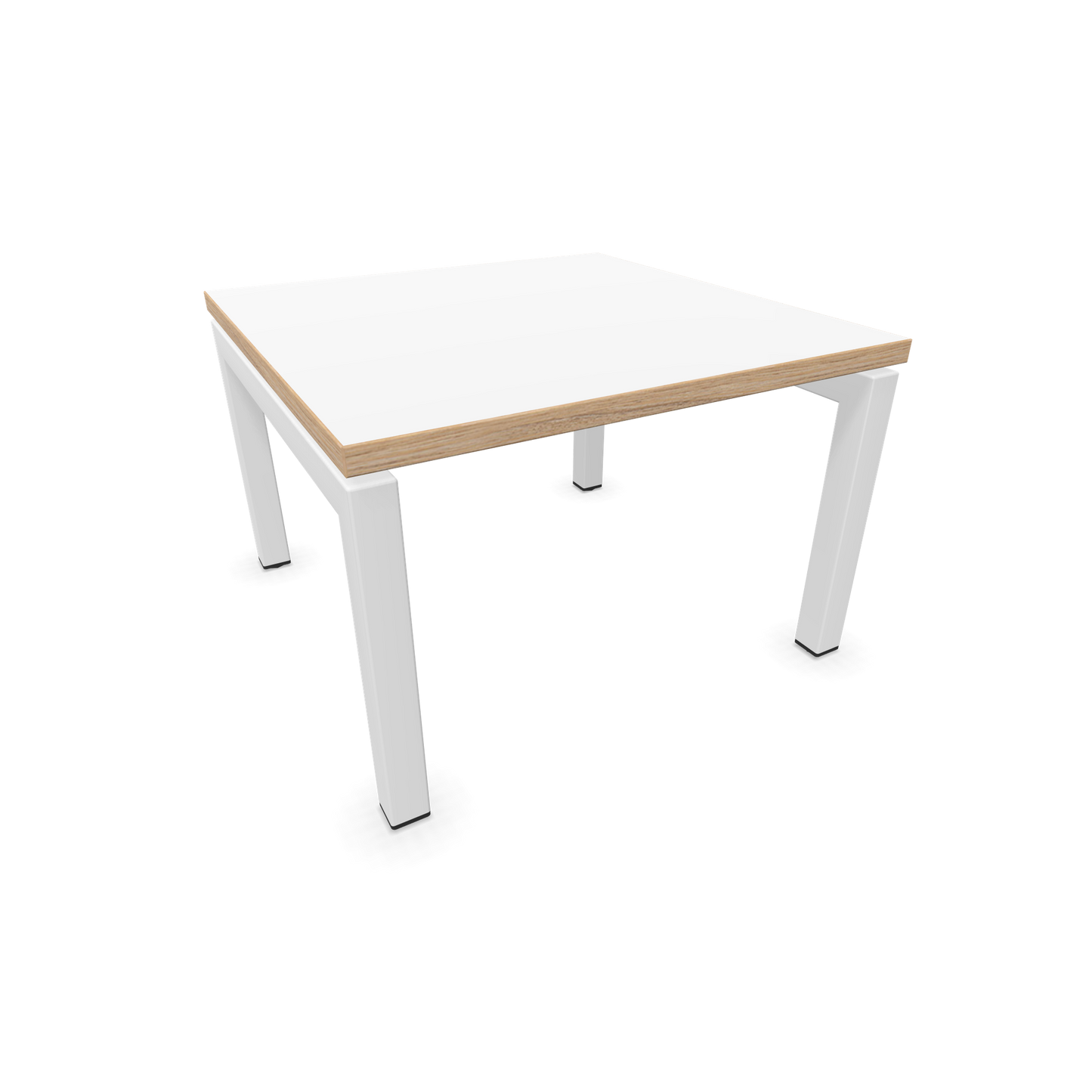 Narbutas Nova Couchtisch mit Gestell Weiss - Tischplatte Weiss mit Holzkante - 6019996