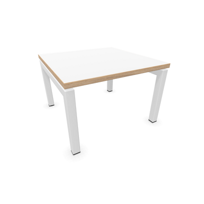 Narbutas Nova Couchtisch mit Gestell Weiss - Tischplatte Weiss mit Holzkante - 6019996