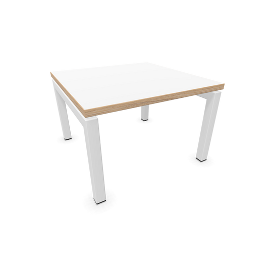 Narbutas Nova Couchtisch mit Gestell Weiss - Tischplatte Weiss mit Holzkante - 6019996