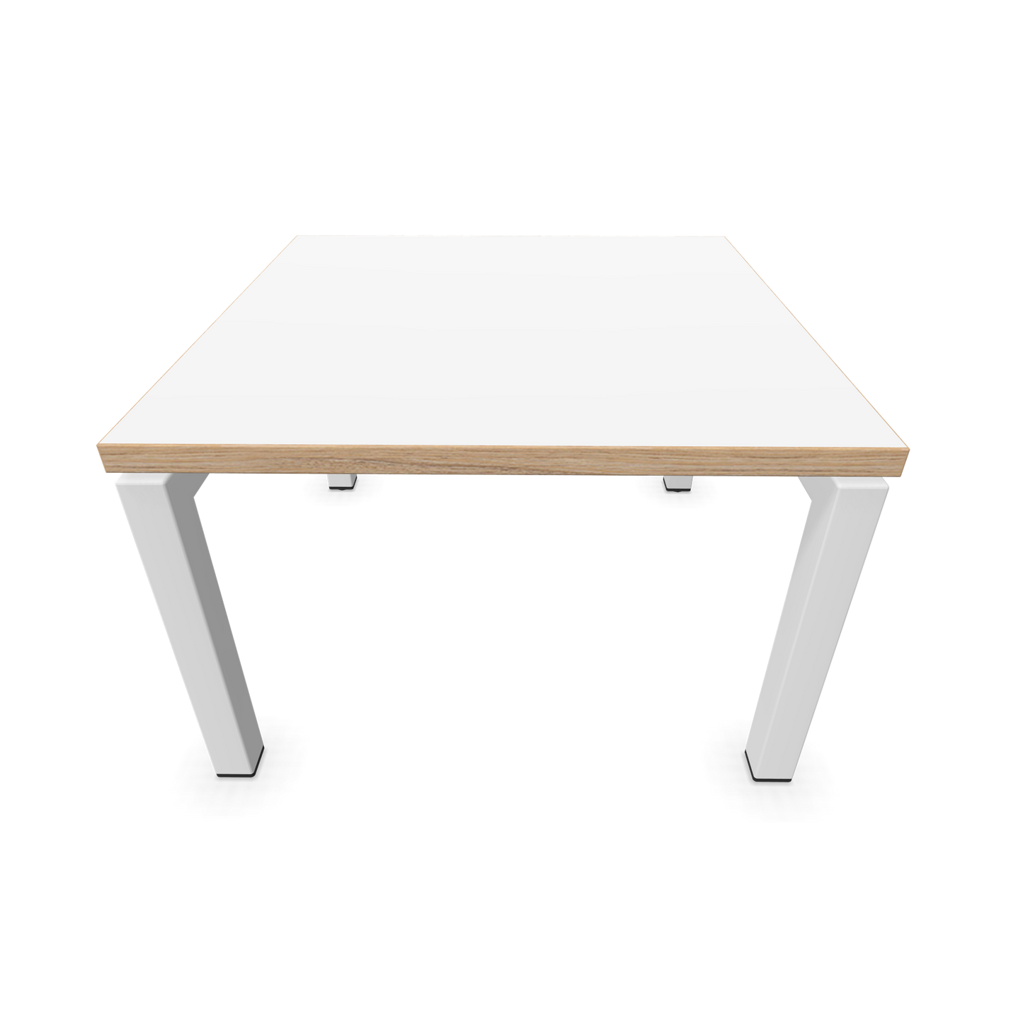 Narbutas Nova Couchtisch mit Gestell Weiss - Tischplatte Weiss mit Holzkante von oben - 6019996