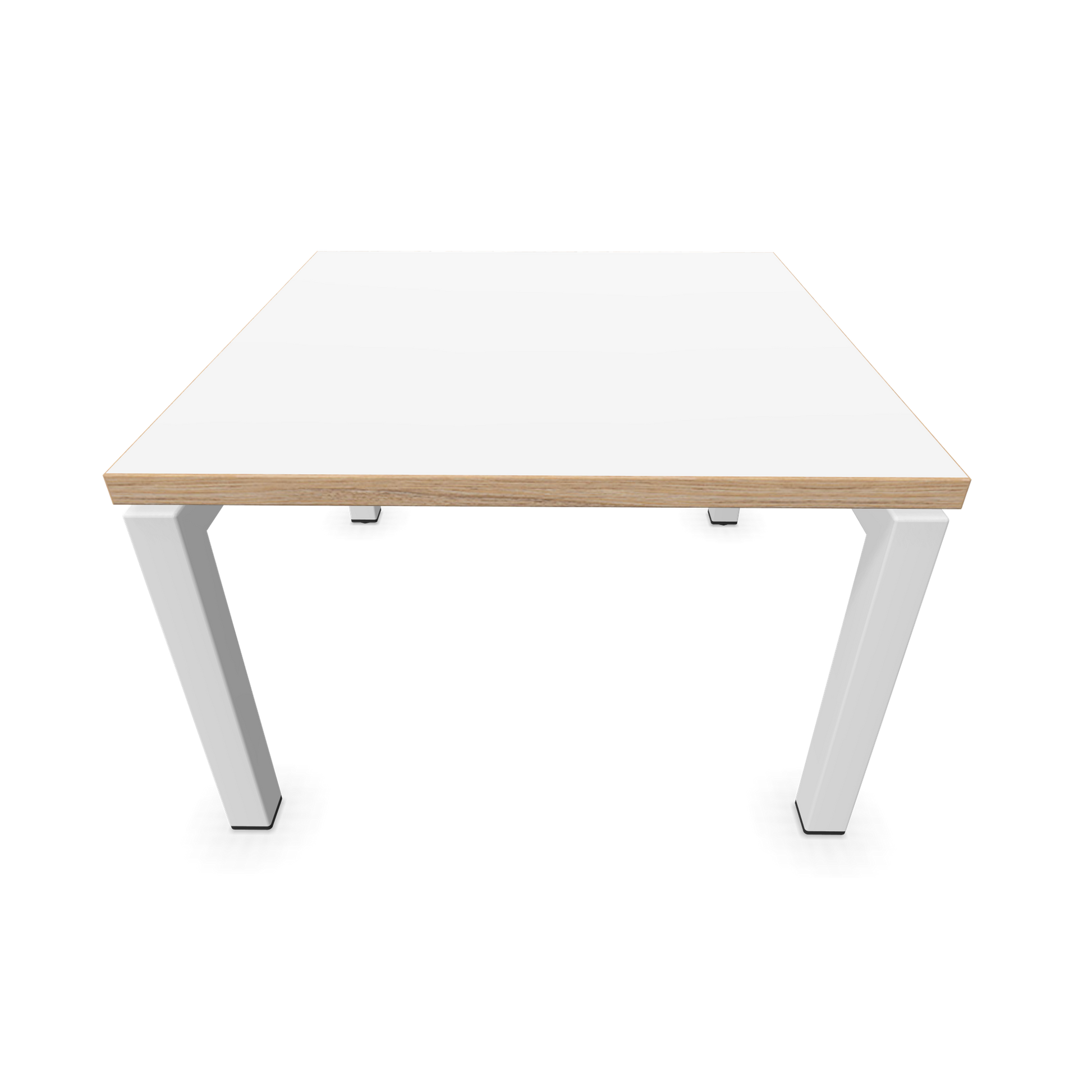 Narbutas Nova Couchtisch mit Gestell Weiss - Tischplatte Weiss mit Holzkante von oben - 6019996