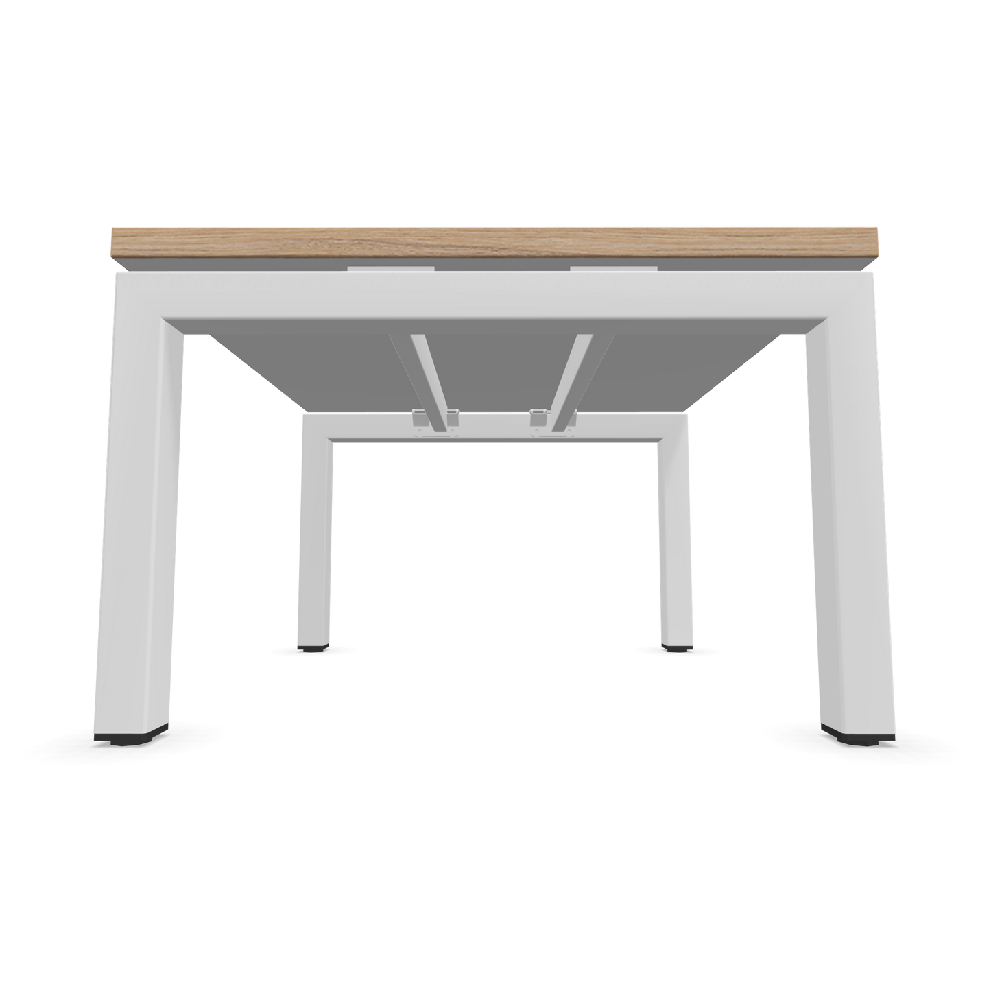 Narbutas Nova Couchtisch mit Gestell Weiss - Tischplatte Weiss mit Holzkante von unten - 6019996
