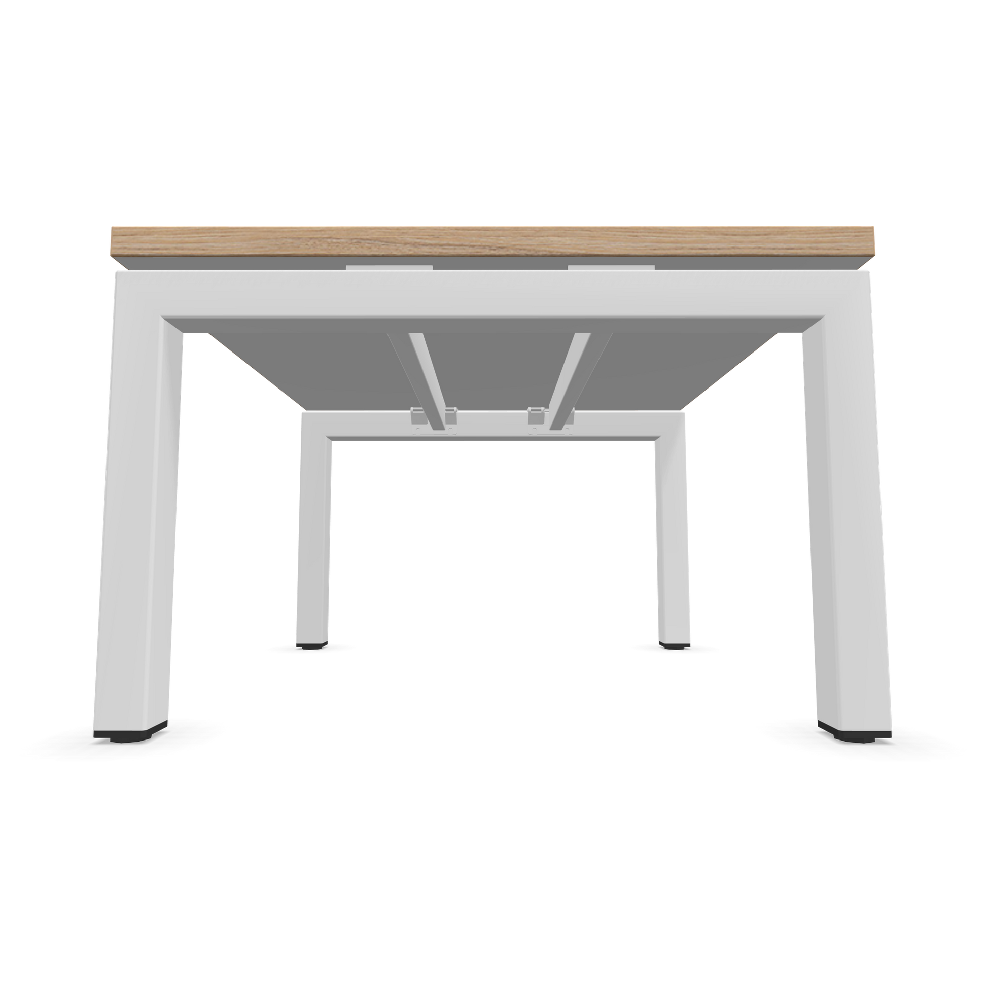 Narbutas Nova Couchtisch mit Gestell Weiss - Tischplatte Weiss mit Holzkante von unten - 6019996