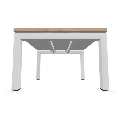 Narbutas Nova Couchtisch mit Gestell Weiss - Tischplatte Weiss mit Holzkante von unten - 6019996