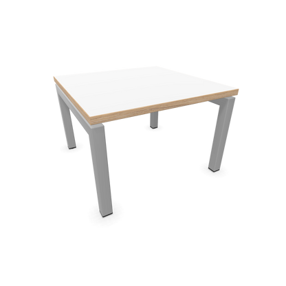 Narbutas Nova Couchtisch mit Gestell Silbergrau - Tischplatte Weiss mit Holzkante - 6020009