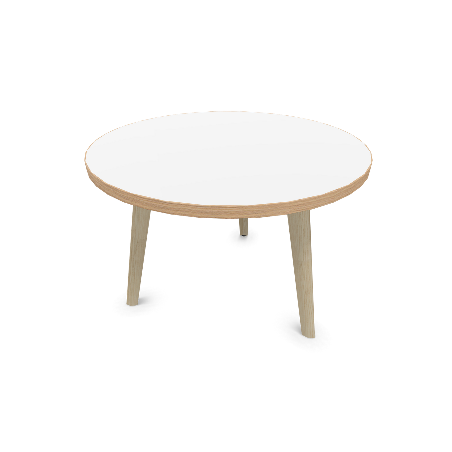 Narbutas Nova Wood Couchtisch Rund - Füsse Esche Natur - Tischplatte Weiss mit Holzkante - 6020032