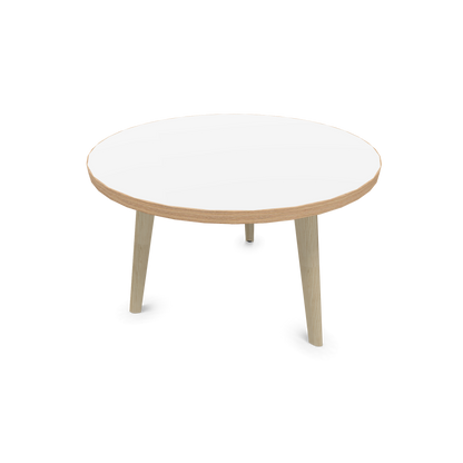 Narbutas Nova Wood Couchtisch Rund - Füsse Esche Natur - Tischplatte Weiss mit Holzkante - 6020032