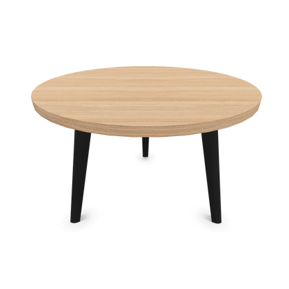 Narbutas Nova Wood Couchtisch Rund - Füsse Esche Schwarz - Tischplatte Bernsteineichendekor Frontansicht - 6020036