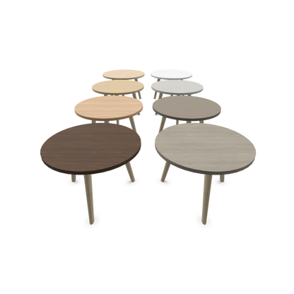 Narbutas Nova Wood Couchtisch Rund - Füsse Esche Schwarz - 8 Tischplatten von vorne - 6020036