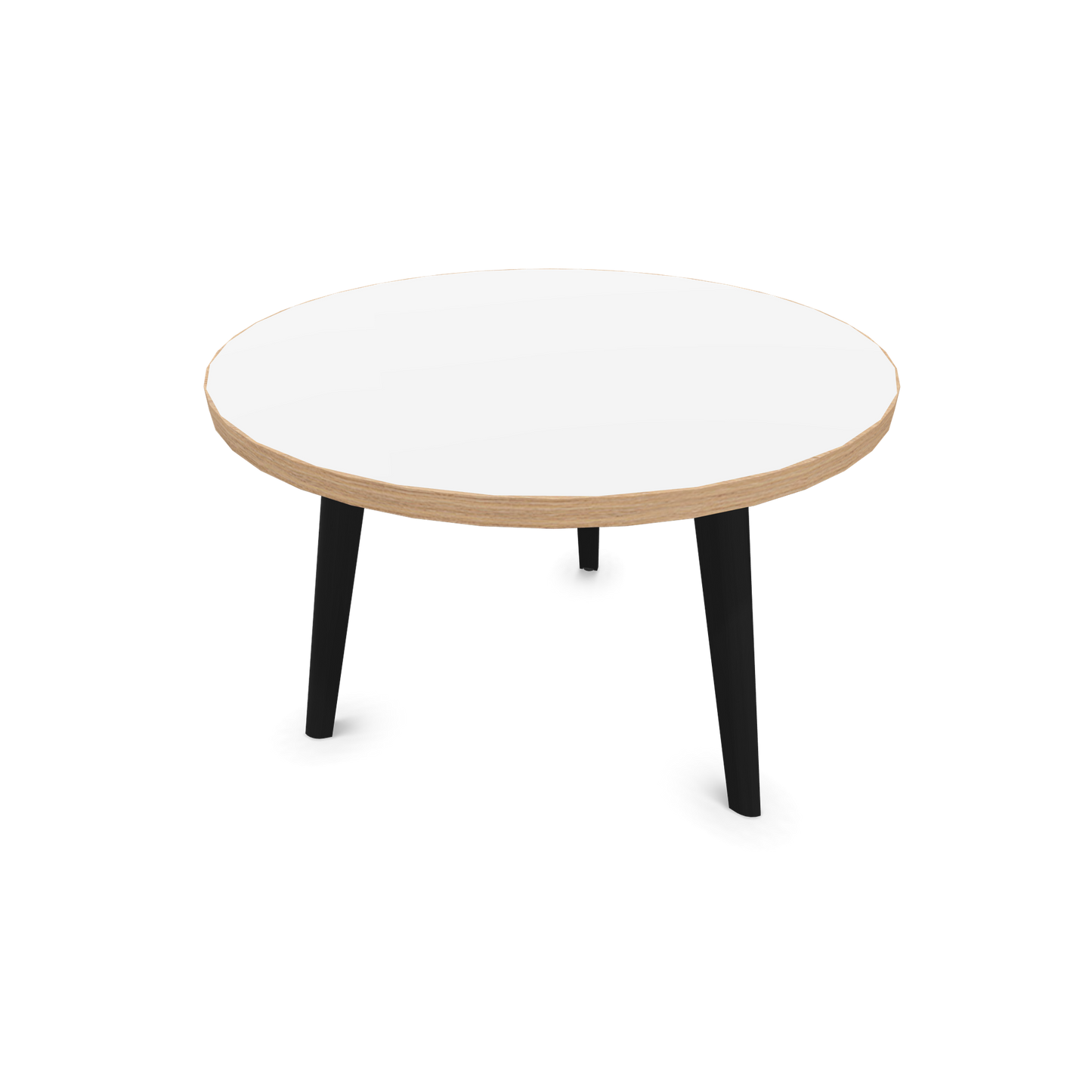 Narbutas Nova Wood Couchtisch Rund - Füsse Esche Schwarz - Tischplatte Weiss mit Holzkante - 6020041