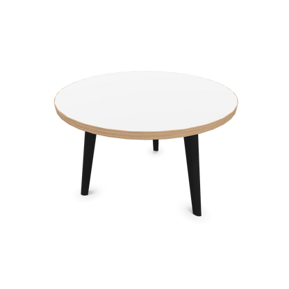Narbutas Nova Wood Couchtisch Rund - Füsse Esche Schwarz - Tischplatte Weiss mit Holzkante - 6020041