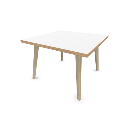 Narbutas Nova Wood Couchtisch Quadratisch - Füsse Esche Natur - Tischplatte Weiss mit Holzkante - 6020050