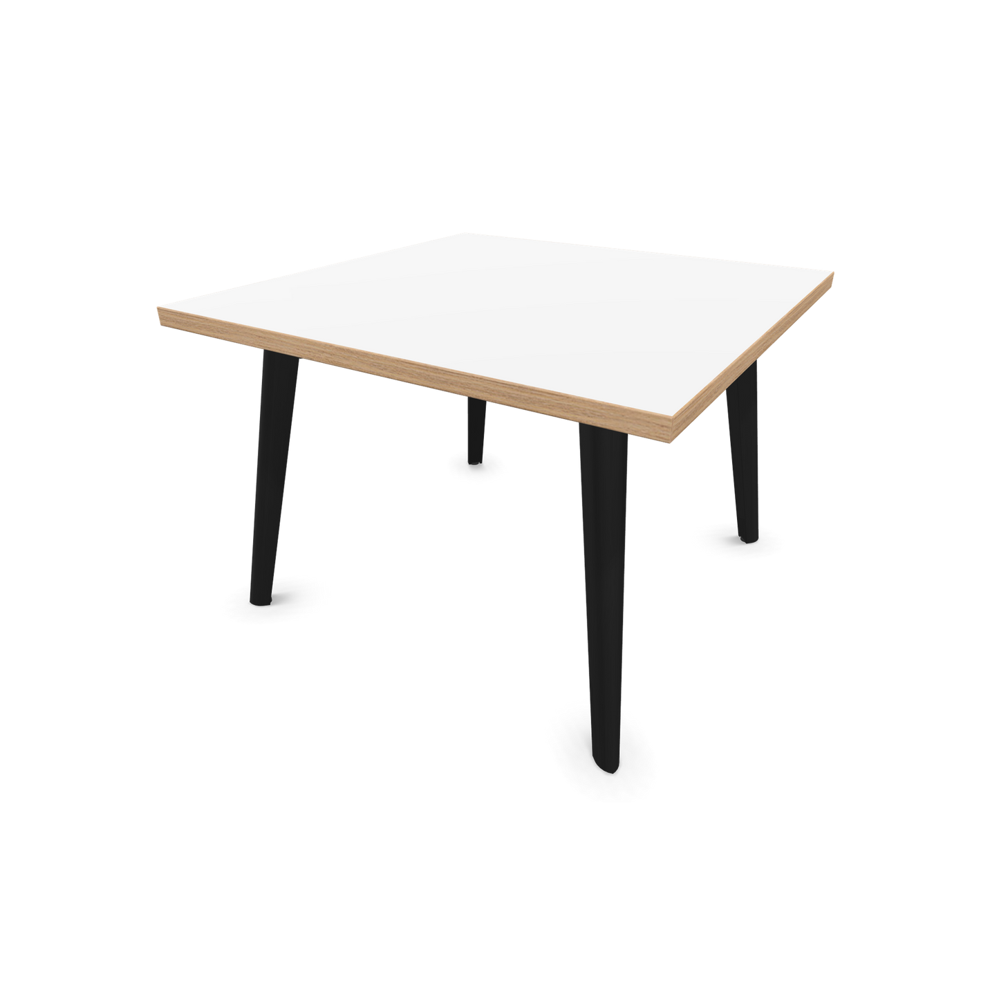 Narbutas Nova Wood Couchtisch Quadratisch - Füsse Esche Schwarz - Tischplatte Weiss mit Holzkante - 6020059