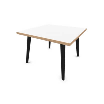 Narbutas Nova Wood Couchtisch Quadratisch - Füsse Esche Schwarz - Tischplatte Weiss mit Holzkante - 6020059