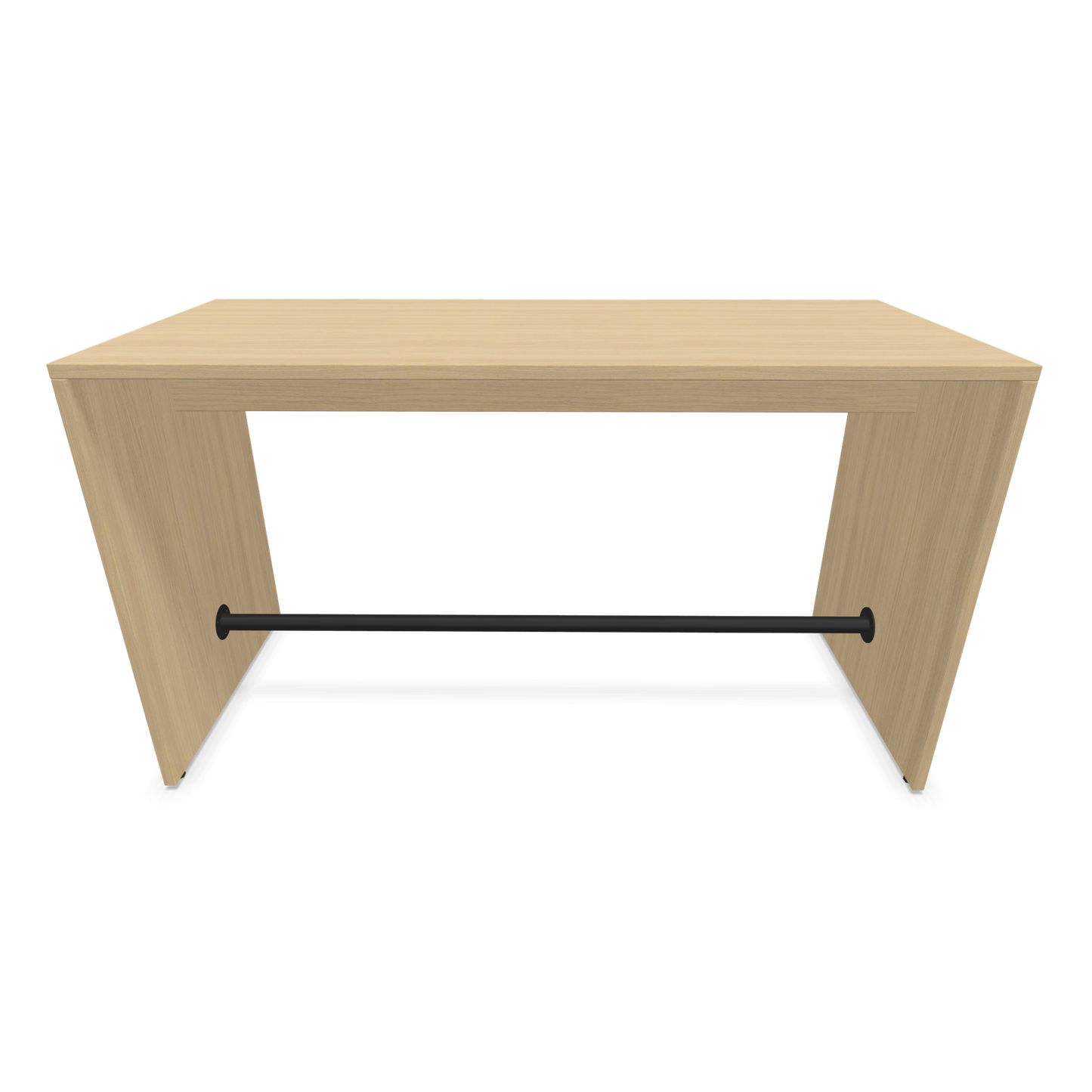 Narbutas Light Hochtisch 1600x700mm - 900mm hoch - Sockelstange Schwarz - Ausführung Eichendekor Frontansicht - 6020158