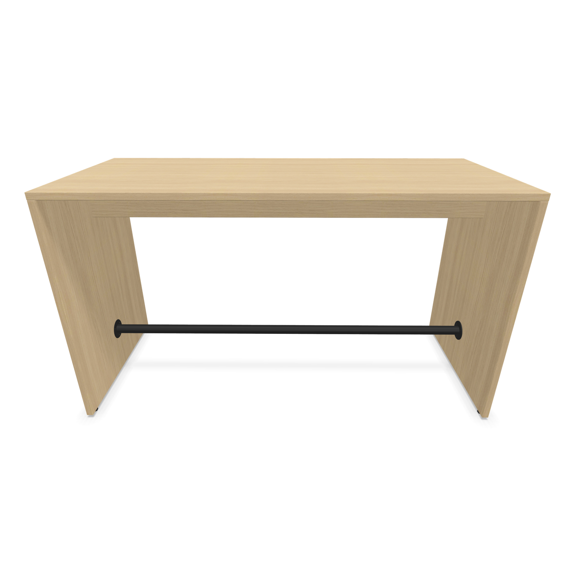 Narbutas Light Hochtisch 1600x700mm - 900mm hoch - Sockelstange Schwarz - Ausführung Eichendekor Frontansicht - 6020158