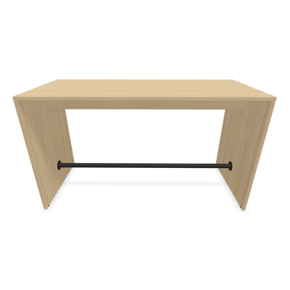 Narbutas Light Hochtisch 1600x700mm - 900mm hoch - Sockelstange Schwarz - Ausführung Eichendekor Frontansicht - 6020158