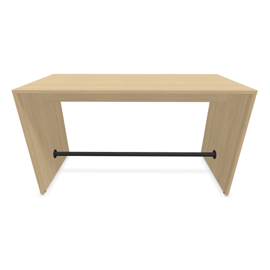 Narbutas Light Hochtisch 1600x700mm - 900mm hoch - Sockelstange Schwarz - Ausführung Eichendekor Frontansicht - 6020158