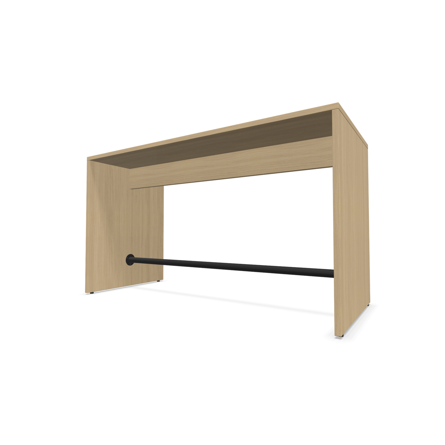 Narbutas Light Hochtisch 1600x700mm - 900mm hoch - Sockelstange Schwarz - Ausführung Eichendekor Ansicht von unten - 6020158