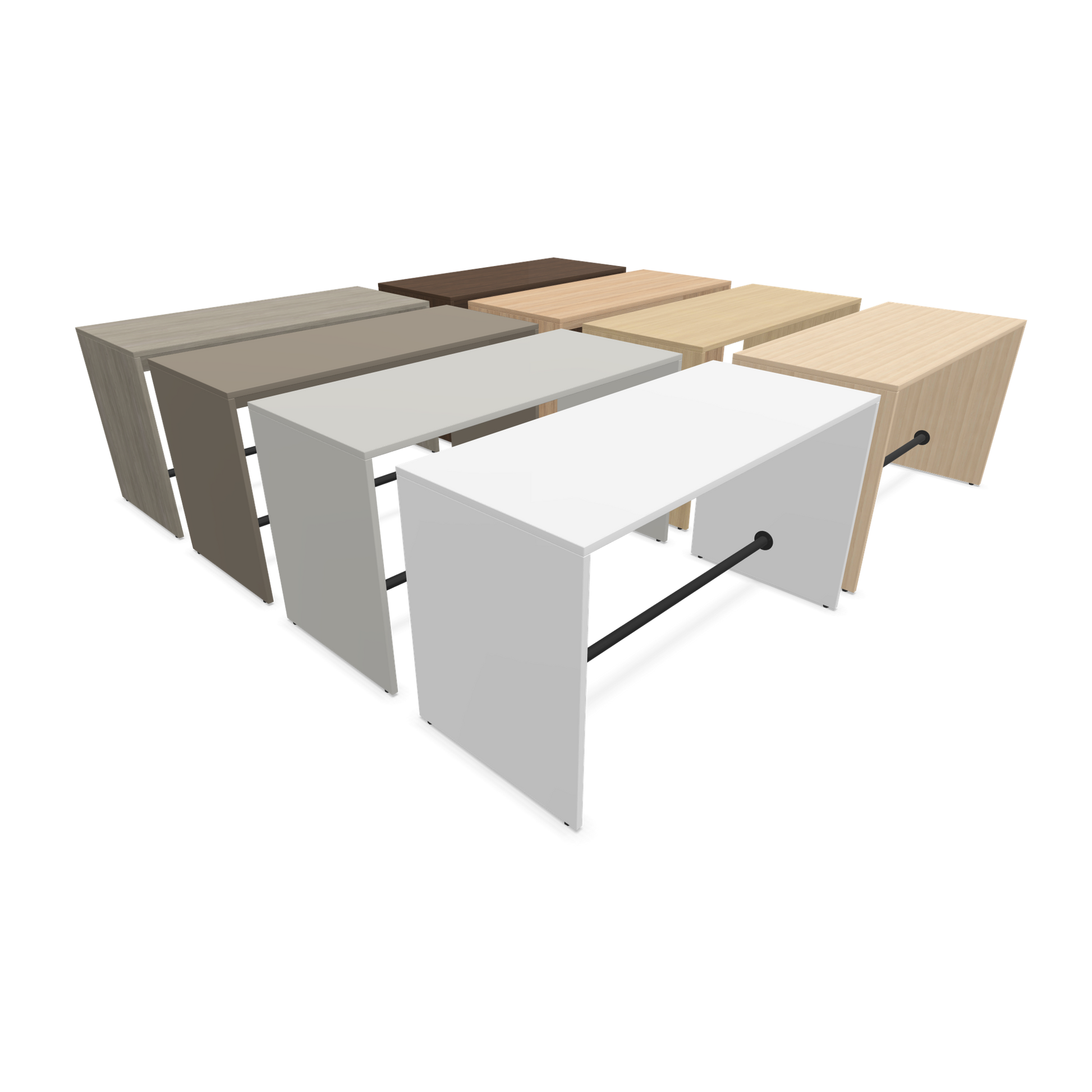 Narbutas Light Hochtisch 1600x700mm - 900mm hoch - Sockelstange Schwarz - 8 Farben - 6020158