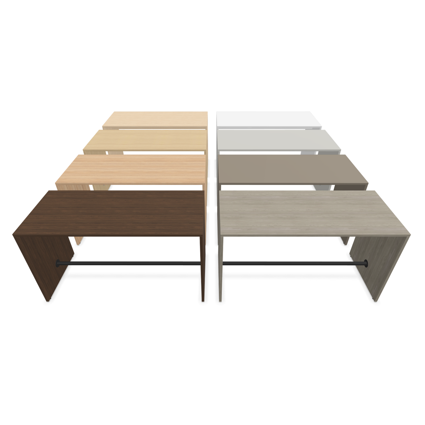 Narbutas Light Hochtisch 1600x700mm - 900mm hoch - Sockelstange Silbergrau - 8 Farben - 6020158