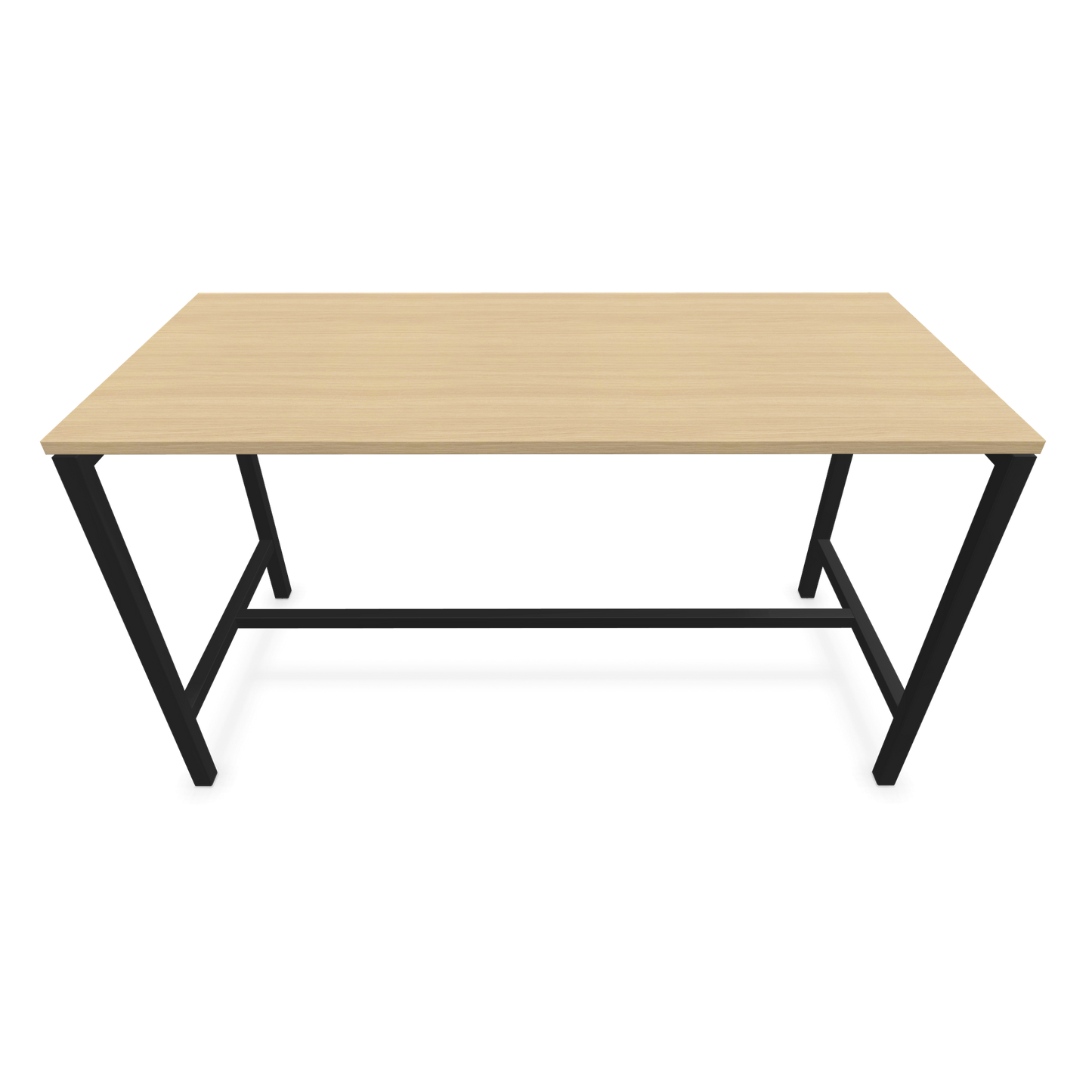 Narbutas Nova Hochtisch 900mm hoch - 1600x700mm - Gestell Schwarz - Tischplatte Eichendekor Frontansicht - 6020254