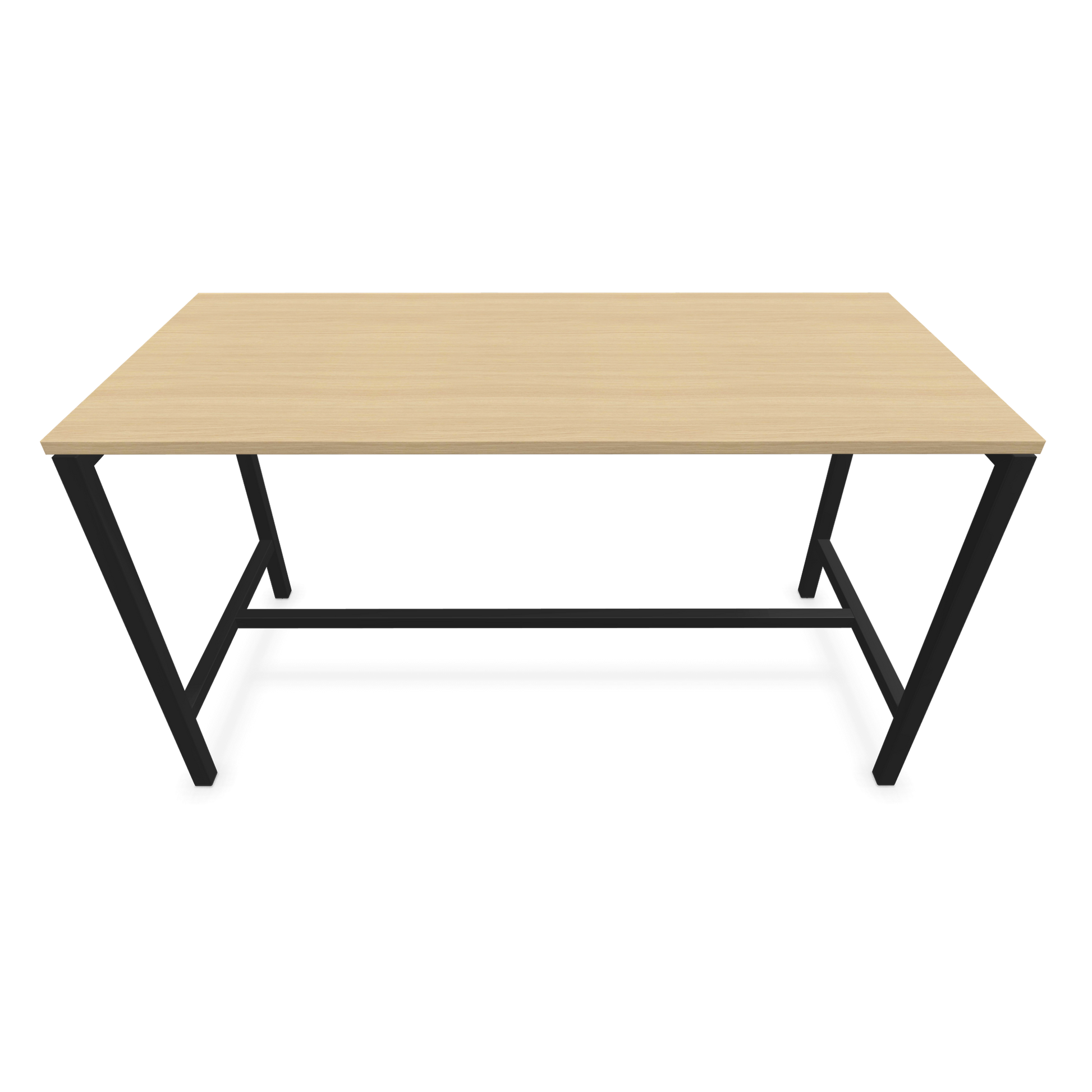Narbutas Nova Hochtisch 900mm hoch - 1600x700mm - Gestell Schwarz - Tischplatte Eichendekor Frontansicht - 6020254