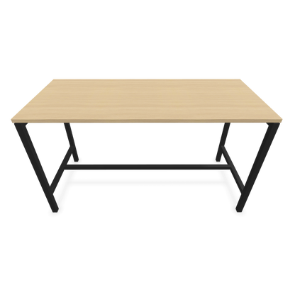 Narbutas Nova Hochtisch 900mm hoch - 1600x700mm - Gestell Schwarz - Tischplatte Eichendekor Frontansicht - 6020254