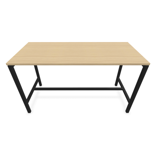 Narbutas Nova Hochtisch 900mm hoch - 1600x700mm - Gestell Schwarz - Tischplatte Eichendekor Frontansicht - 6020254