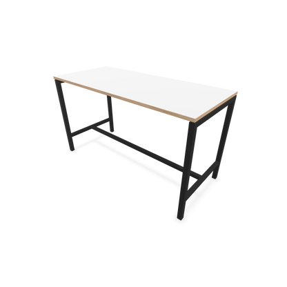 Narbutas Nova Hochtisch 900mm hoch - 1600x700mm - Gestell Schwarz - Tischplatte Weiss mit Holzkante - 6020260