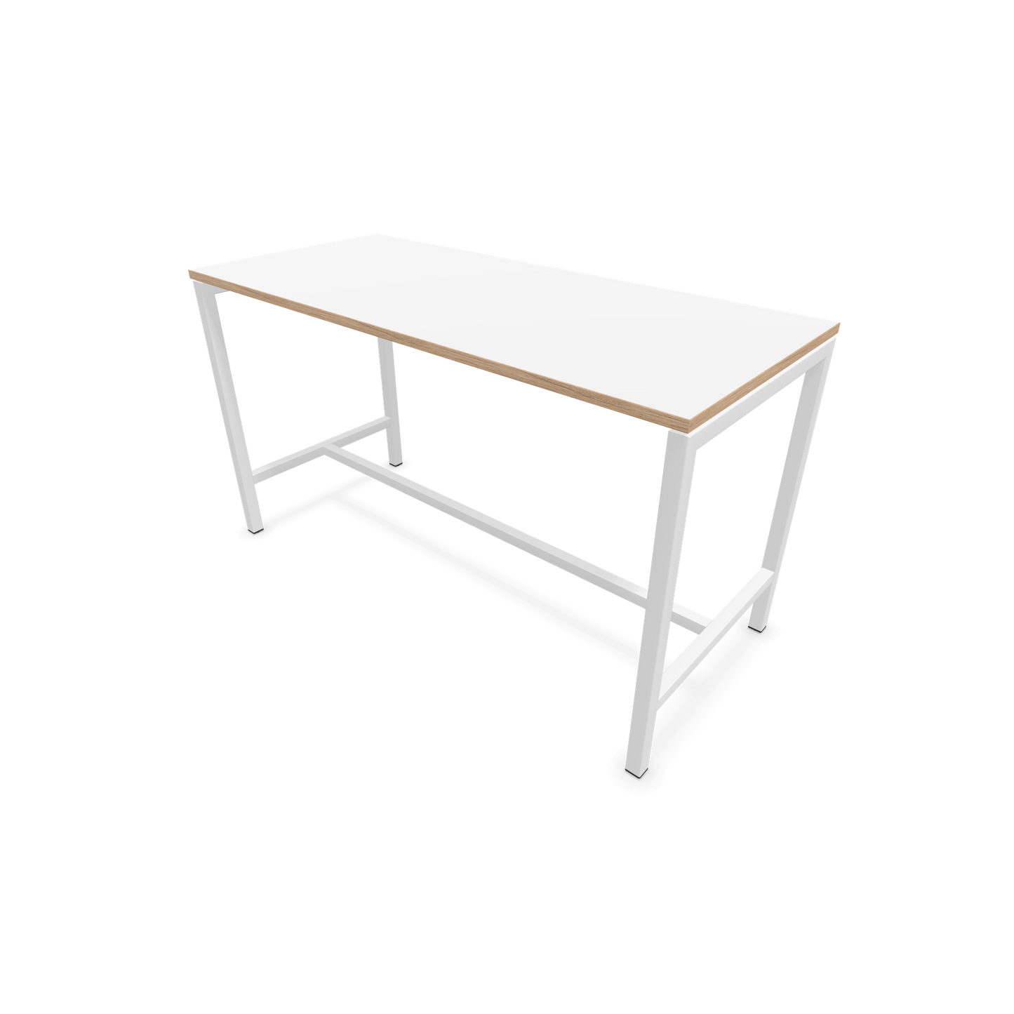 Narbutas Nova Hochtisch 900mm hoch - 1600x700mm - Gestell Weiss - Tischplatte Weiss mit Holzkante - 6020269