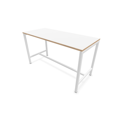 Narbutas Nova Hochtisch 900mm hoch - 1600x700mm - Gestell Weiss - Tischplatte Weiss mit Holzkante - 6020269