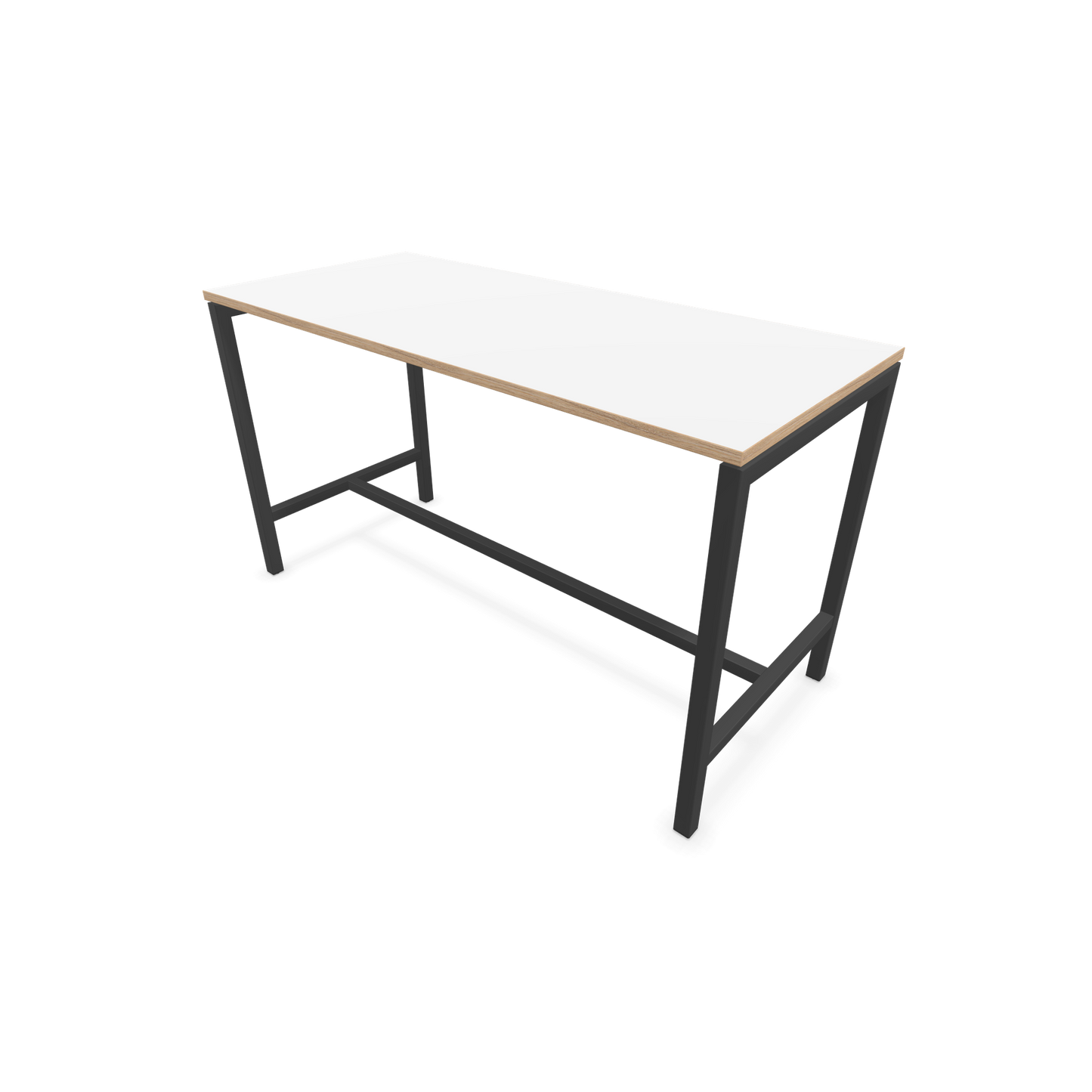 Narbutas Nova Hochtisch 900mm hoch - 1600x700mm - Gestell Dunkelgrau - Tischplatte Weiss mit Holzkante - 6020287