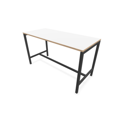 Narbutas Nova Hochtisch 900mm hoch - 1600x700mm - Gestell Dunkelgrau - Tischplatte Weiss mit Holzkante - 6020287