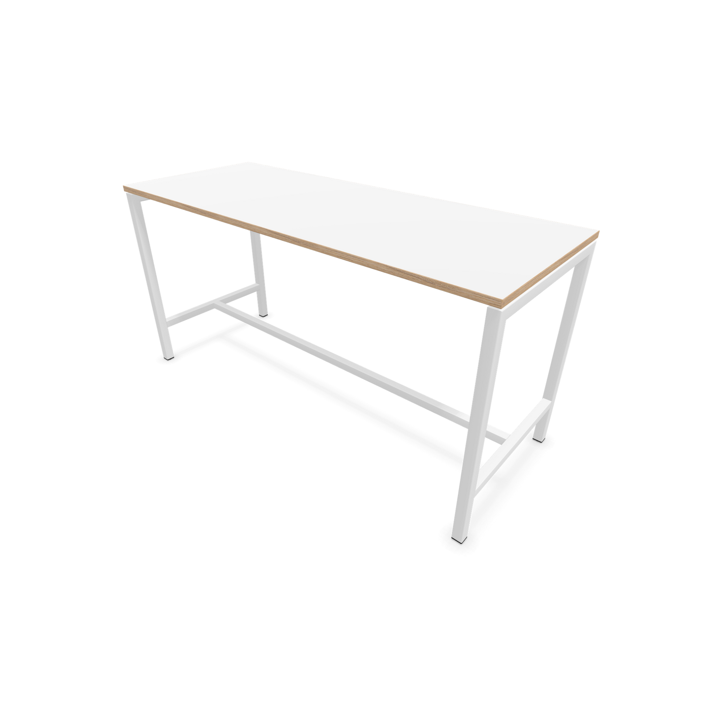 Narbutas Nova Hochtisch 900mm hoch - 1800x700mm - Gestell Weiss - Tischplatte Weiss mit Holzkante - 6020305