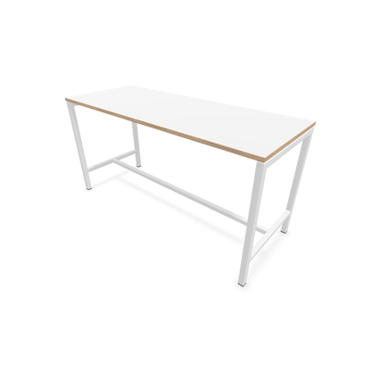 Narbutas Nova Hochtisch 900mm hoch - 1800x700mm - Gestell Weiss - Tischplatte Weiss mit Holzkante - 6020305