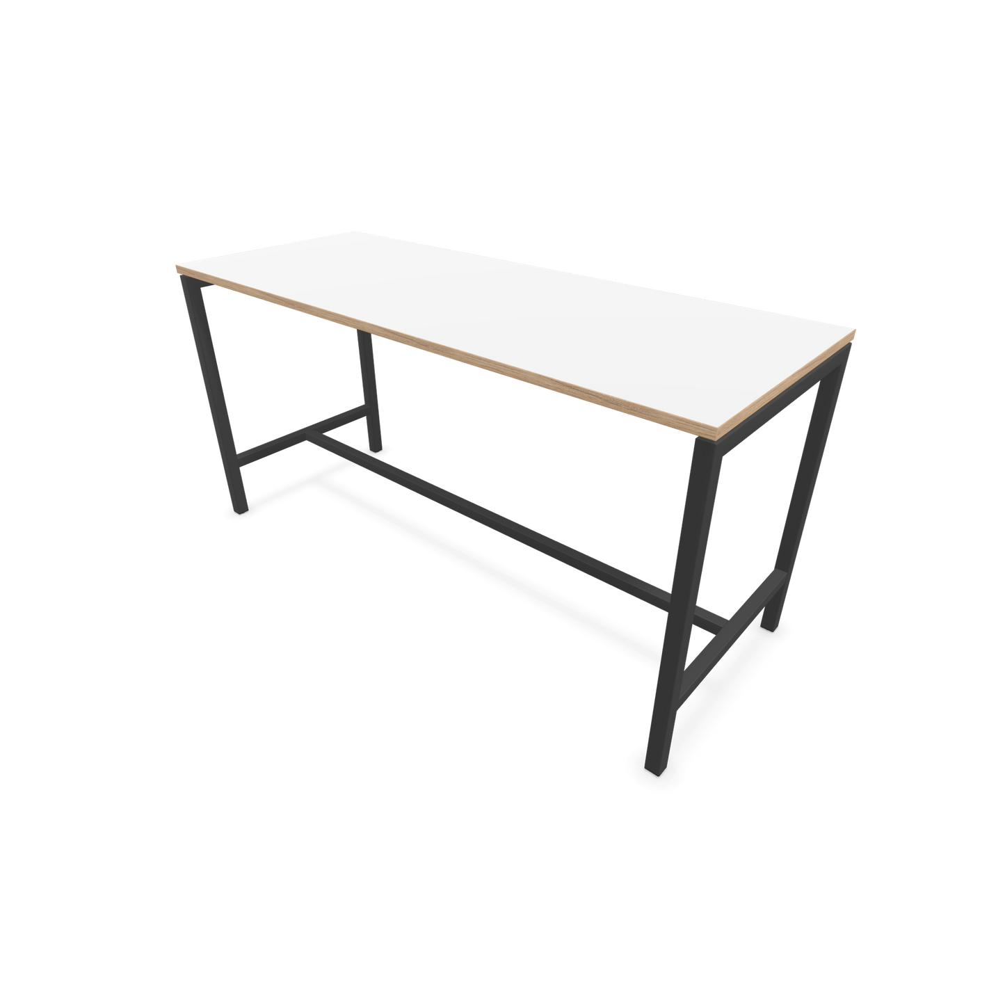 Narbutas Nova Hochtisch 900mm hoch - 1800x700mm - Gestell Dunkelgrau - Tischplatte Weiss mit Holzkante - 6020323