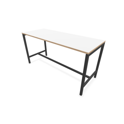 Narbutas Nova Hochtisch 900mm hoch - 1800x700mm - Gestell Dunkelgrau - Tischplatte Weiss mit Holzkante - 6020323