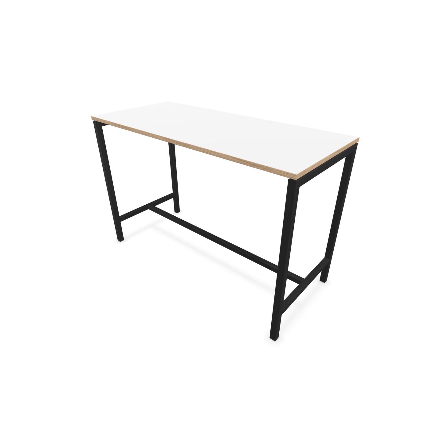 Narbutas Nova Hochtisch 1050mm hoch - 1600x700mm - Gestell Schwarz - Tischplatte Weiss mit Holzkante - 6020332
