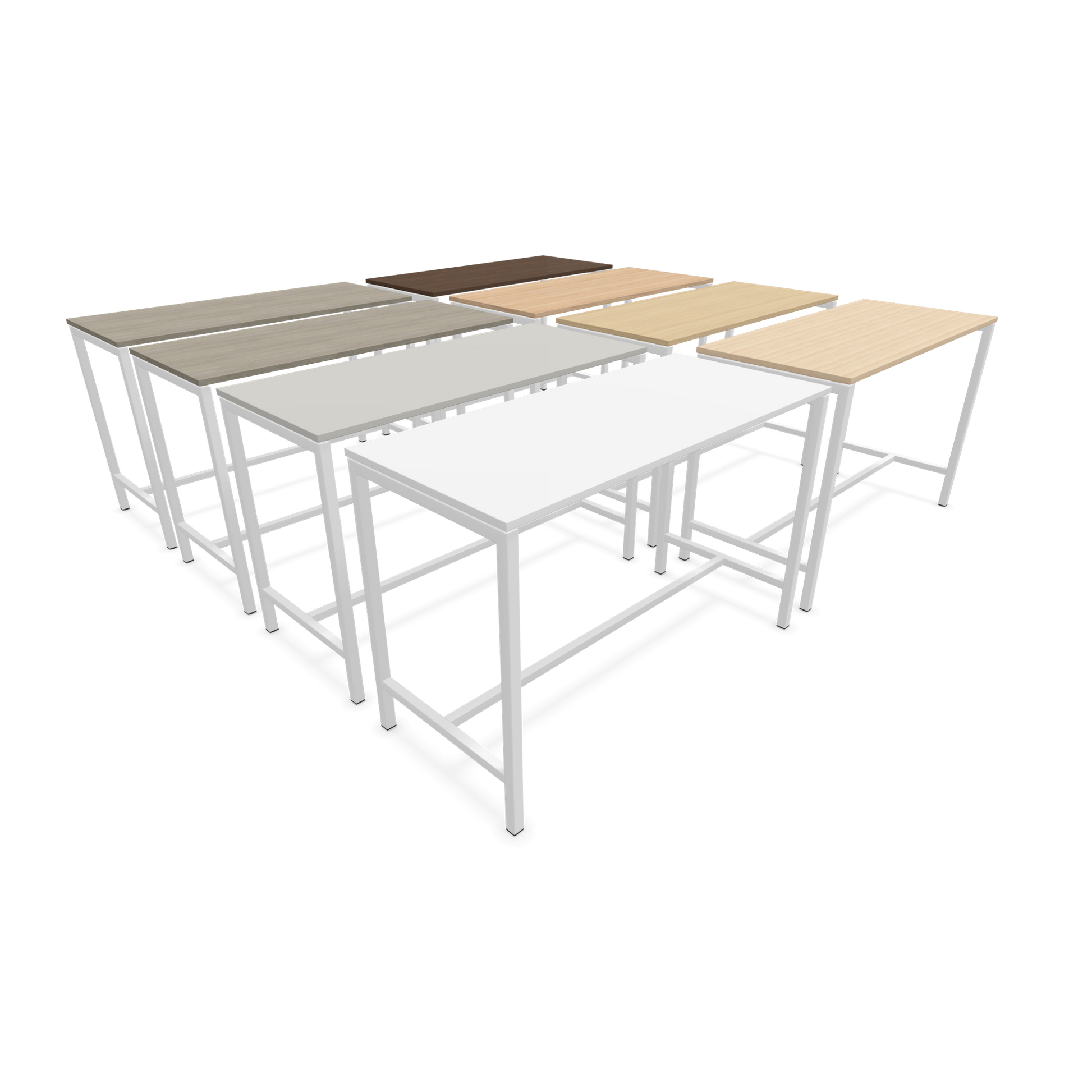 Narbutas Nova Hochtisch 1050mm hoch - 1600x700mm - Gestell Weiss - 9 Tischplatten