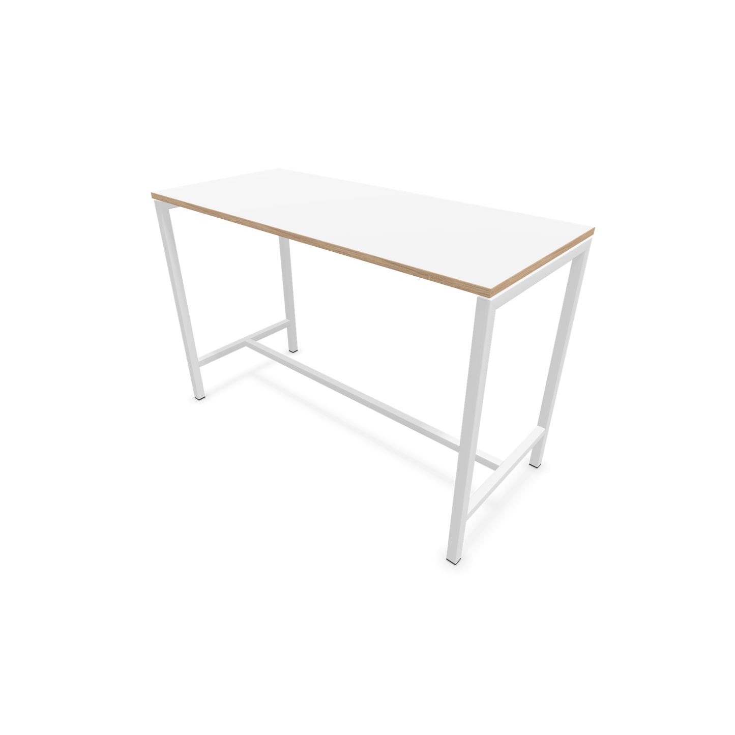 Narbutas Nova Hochtisch 1050mm hoch - 1600x700mm - Gestell Weiss - Tischplatte Weiss mit Holzkante - 6020341