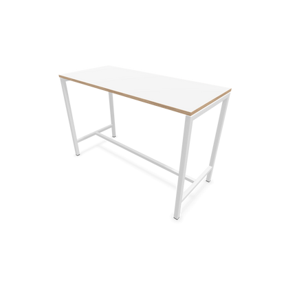 Narbutas Nova Hochtisch 1050mm hoch - 1600x700mm - Gestell Weiss - Tischplatte Weiss mit Holzkante - 6020341
