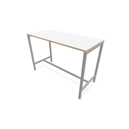 Narbutas Nova Hochtisch 1050mm hoch - 1600x700mm - Gestell Silbergrau - Tischplatte Weiss mit Holzkante - 6020350