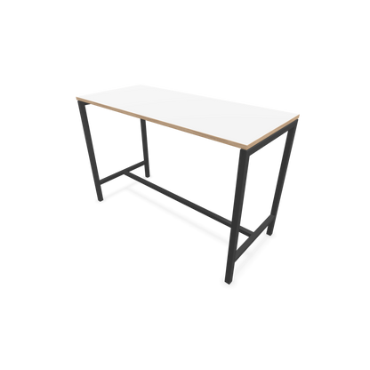 Narbutas Nova Hochtisch 1050mm hoch - 1600x700mm - Gestell Dunkelgrau - Tischplatte Weiss mit Holzkante - 6020359