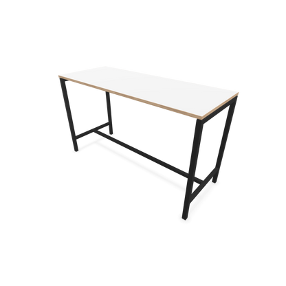 Narbutas Nova Hochtisch 1050mm hoch - 1800x700mm - Gestell Schwarz - Tischplatte Weiss mit Holzkante - 6020368