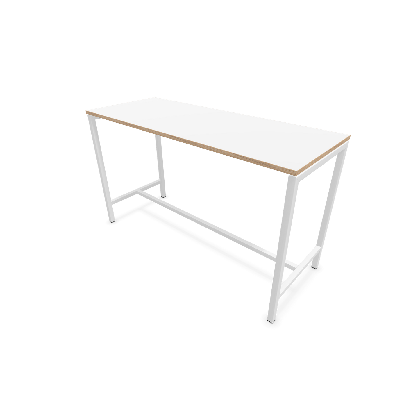 Narbutas Nova Hochtisch 1050mm hoch - 1800x700mm - Gestell Weiss - Tischplatte Weiss mit Holzkante - 6020377