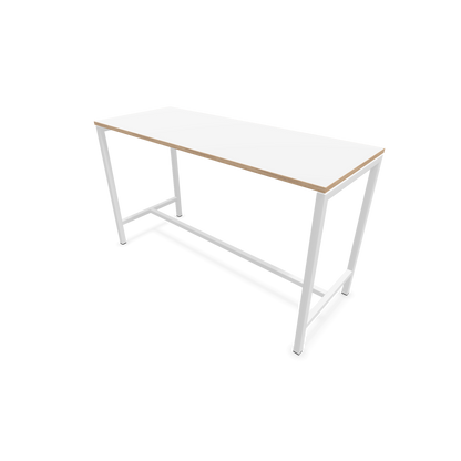 Narbutas Nova Hochtisch 1050mm hoch - 1800x700mm - Gestell Weiss - Tischplatte Weiss mit Holzkante - 6020377