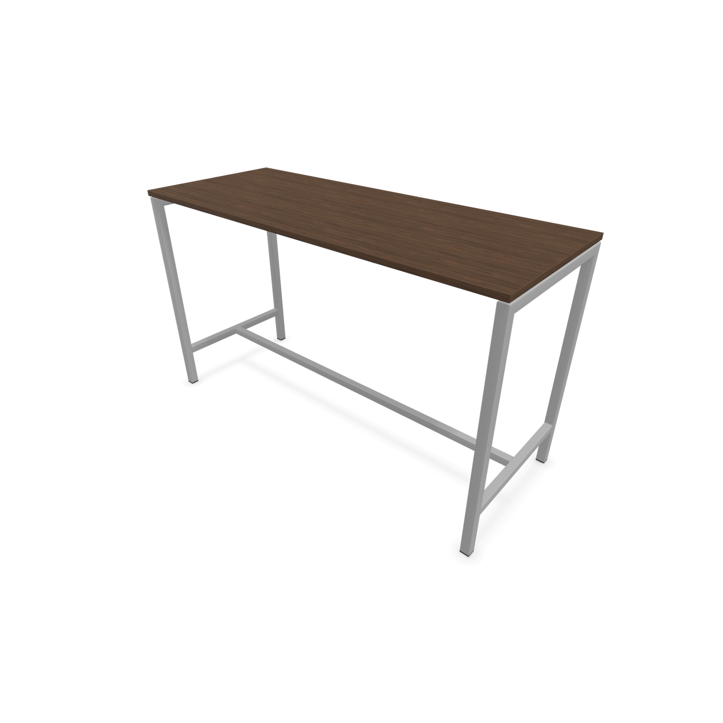 Narbutas Nova Hochtisch 1050mm hoch - 1800x700mm - Gestell Silbergrau - Tischplatte Nussbaumdekor dunkel - 6020383