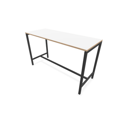 Narbutas Nova Hochtisch 1050mm hoch - 1800x700mm - Gestell Dunkelgrau - Tischplatte Weiss mit Holzkante - 6020395