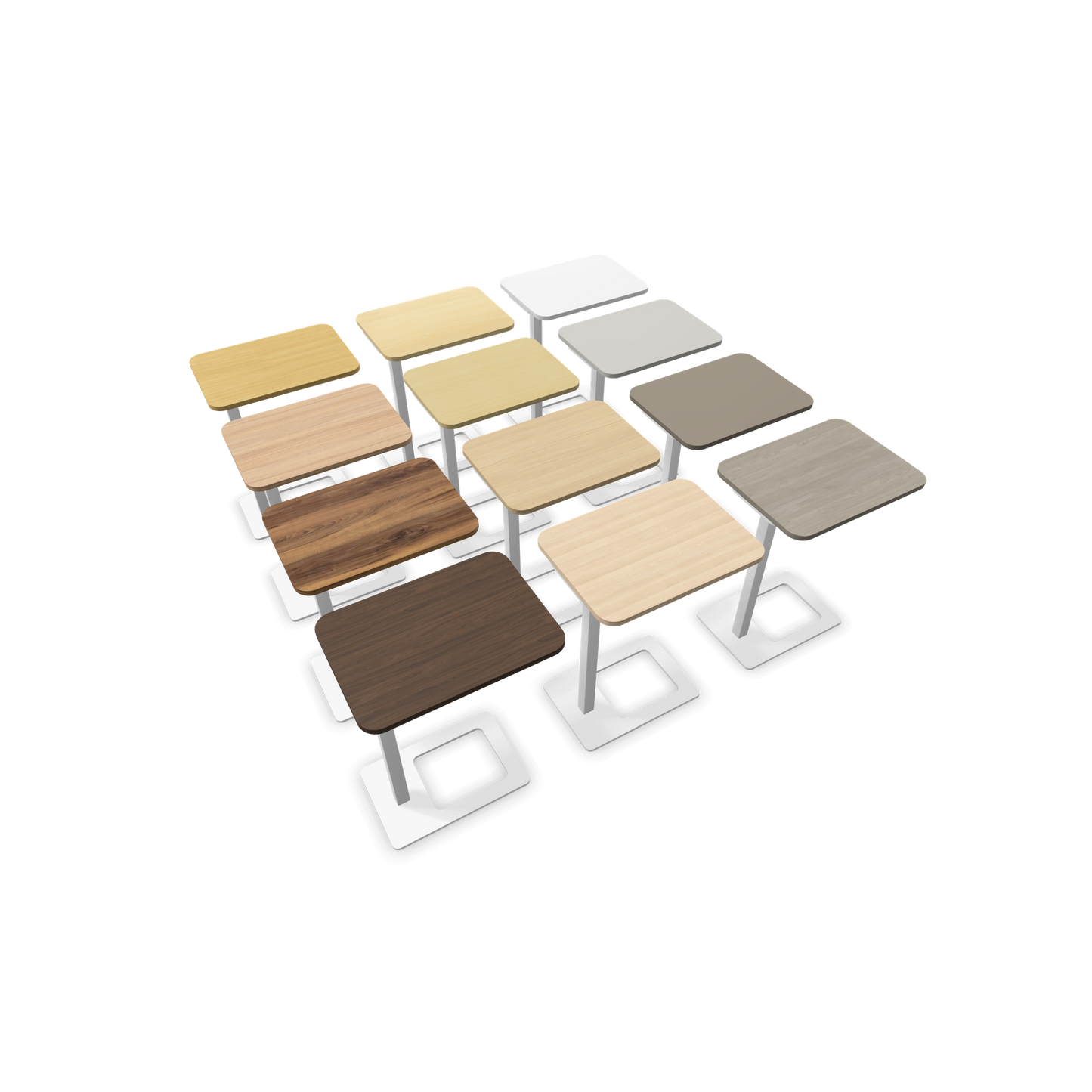 Narbutas MOBI Loungetisch Gestell Weiss - 12 Tischplatten von oben - 6020419